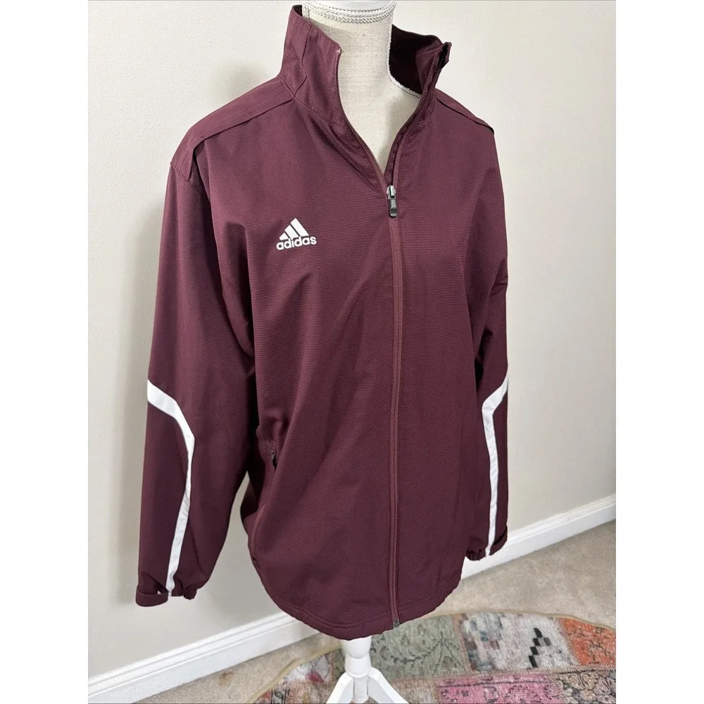 Adidas Maroon Full Zip Lightweight Jacket EUC Size Large‎